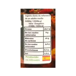 Pericana Serra Mariola - información nutricional